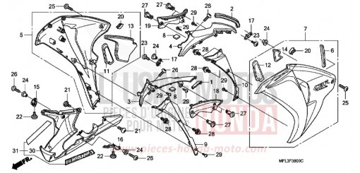 CARENAGE MILIEU CBR1000RR9 de 2009